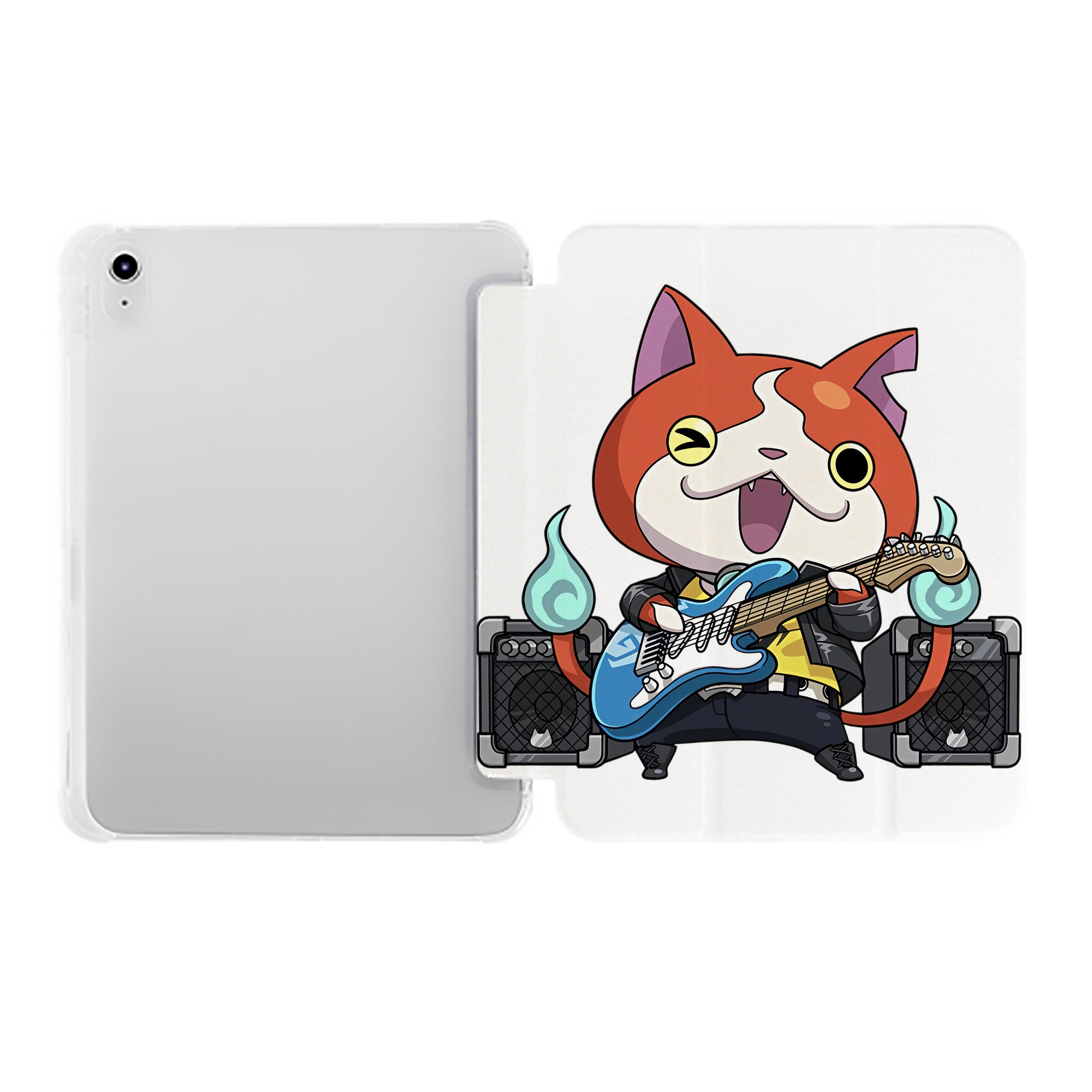 （画像用） 妖怪ウォッチ Yo-kai Watch IPad ケース ペン収納付き 三つ折りスタンド PUレザー×シリコン 対応機種9.5/10.5/10.9インチ
